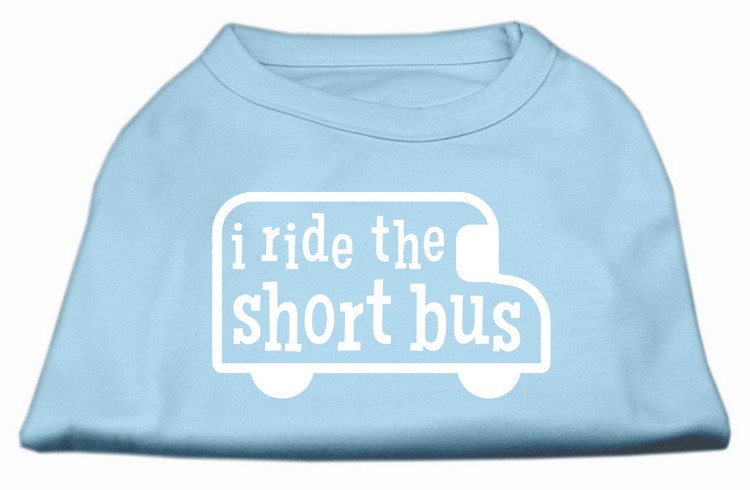 I ride the short bus Screen Print Shirt Baby Blue L